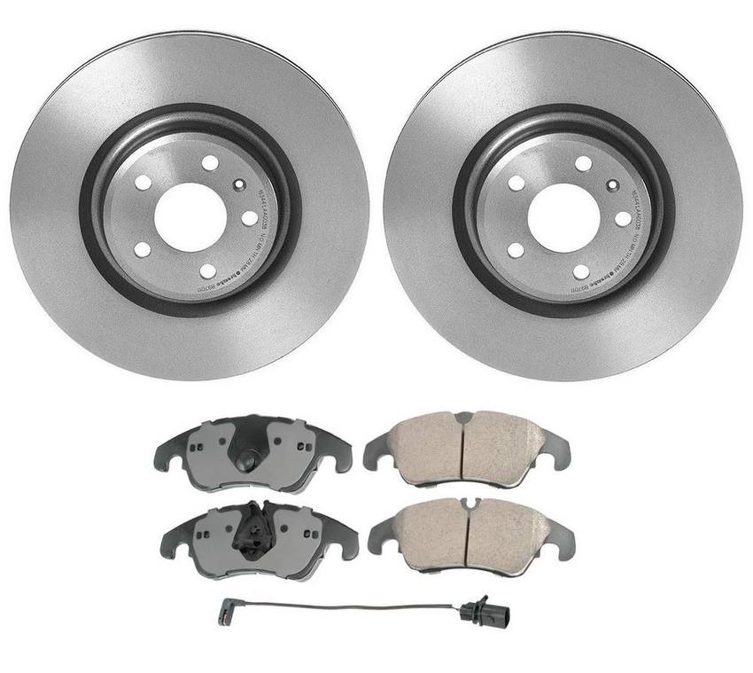 Audi Disc Brake Pad and Rotor Kit - Front (345mm) (Ceramic) (EURO) 8R0698151A - Akebono Euro Ultra-Premium 4115234KIT